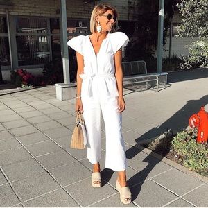 Zara White Jumpsuit M